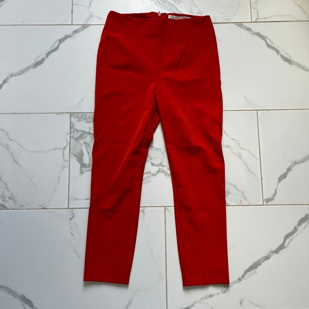Veronica Beard cropped dress pants slim tapered leg red orange sz 4
